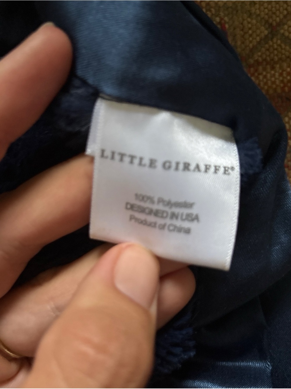 Little Giraffe Navy Plush Baby Blanket with Brand Tag - Picture 2 of 4